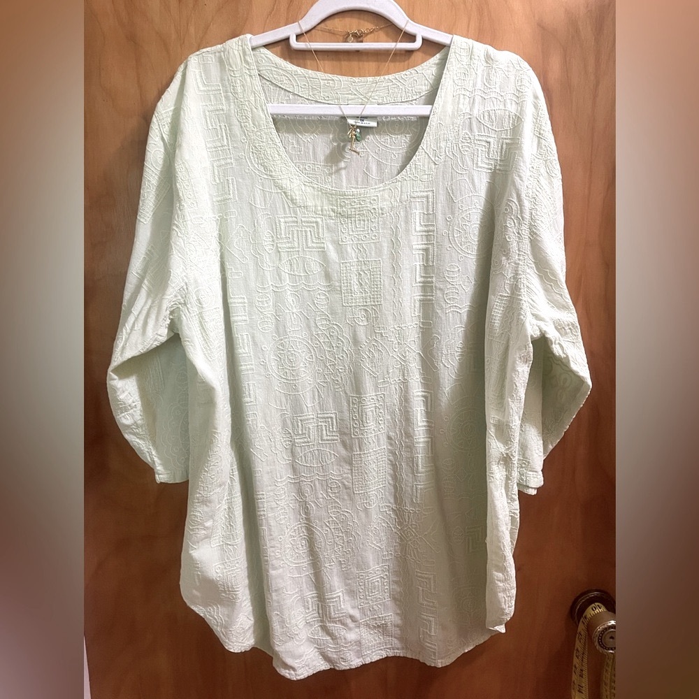 Elegant Soft Green Women's Embroidered Top